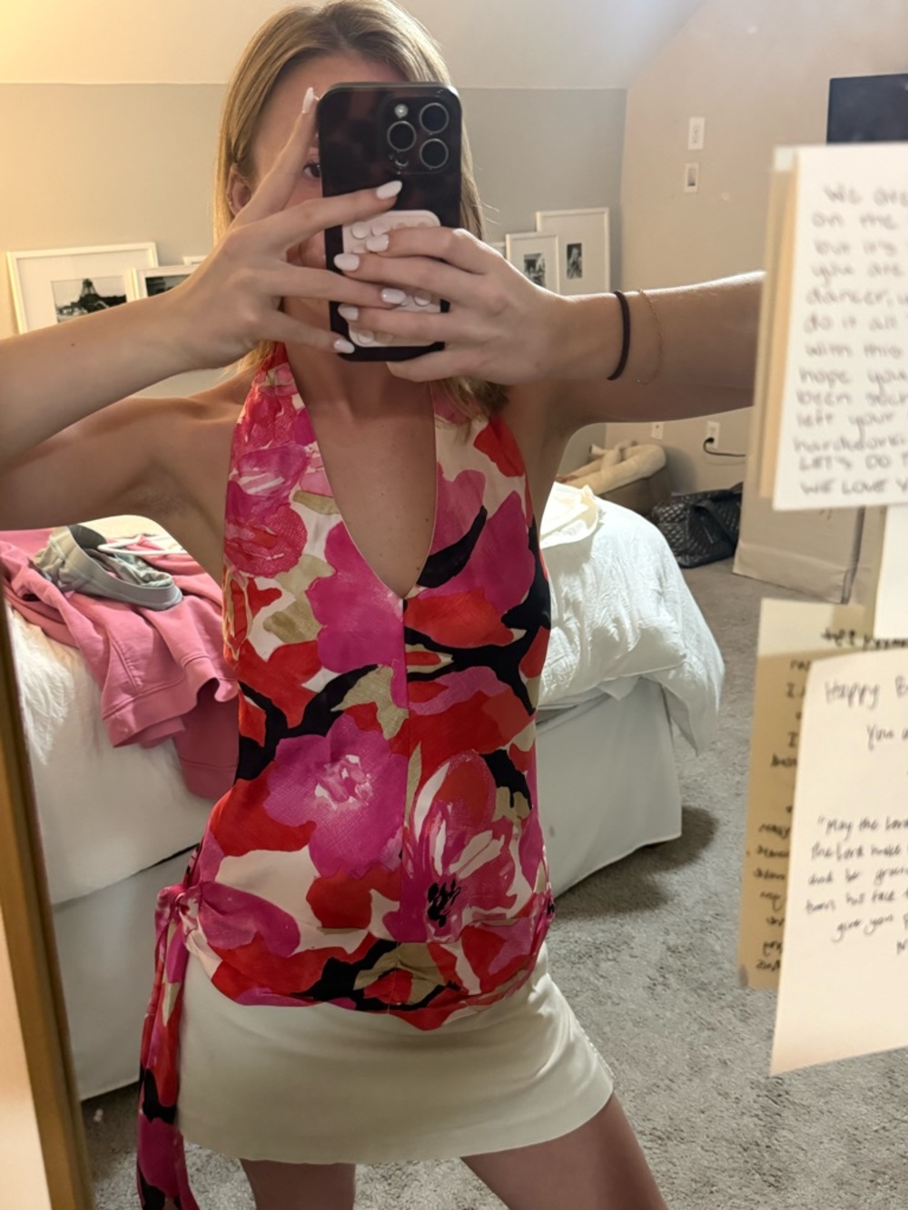 Banana Republic Pink Floral Halter Tank Top